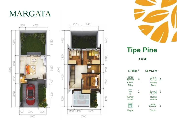 Denah Tipe Pine Cimanggis Golf Estate